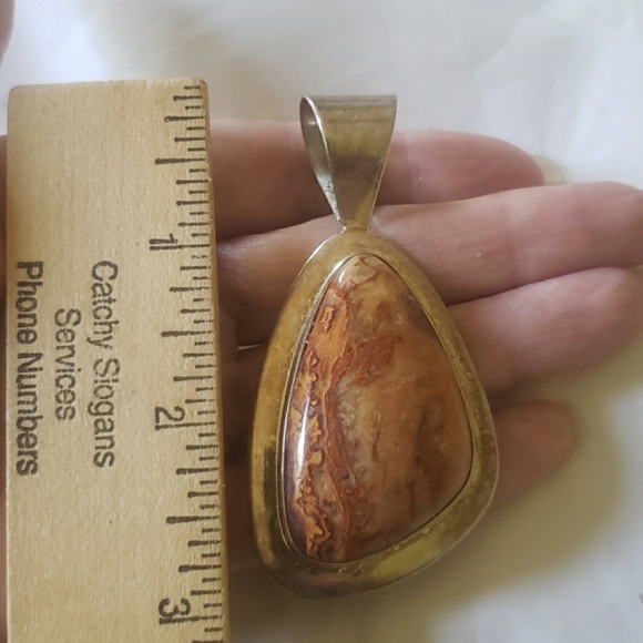 Vintage Sterling Silver Jay King DTR Trading Company Large Brown Jasper Pendant - Picture 4 of 11